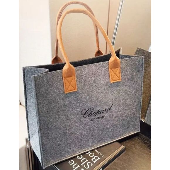 Chopard GENÈVE Black Logo Shopper Structured Felt Shoulder Crossbody Tote Bag - Picture 2 of 6